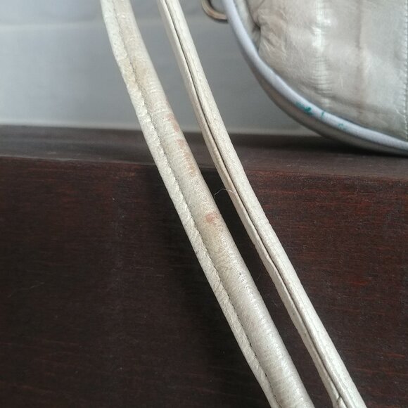 Vintage genuine eel skin cream ivory gold shoulder bag purse - Picture 8 of 16